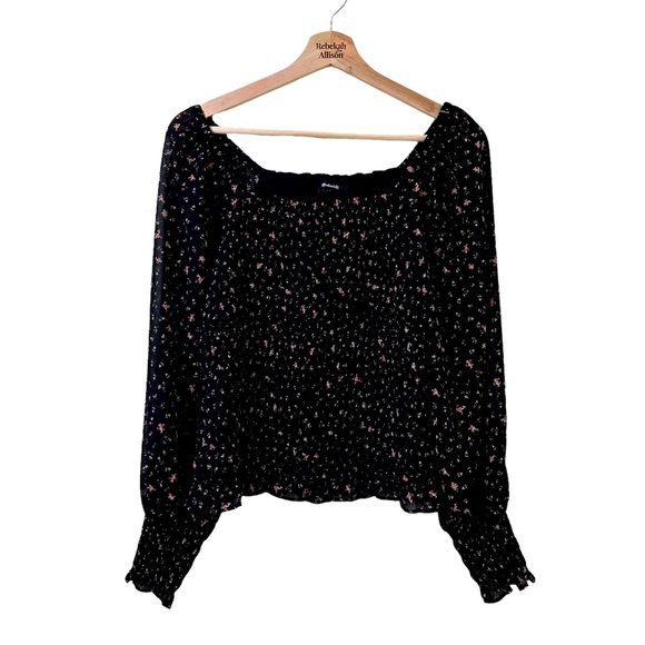 (Re)sourced Georgette Lucie Bubble-Sleeve Smocked Top in Stem Scatter Size Small - Picture 5 of 13